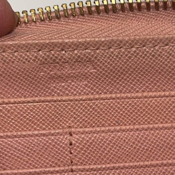 Prada Pink Saffiono Leather Long Wallet Front Bow Ribbon w Authentic Prada Card - Picture 13 of 14